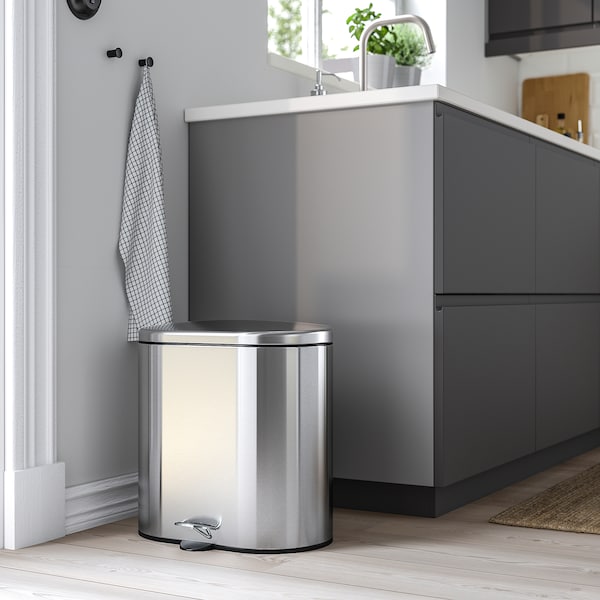 IKEA STABBEN step trash can, stainless steel, 5 gallon, Ikea Ireland | 6403VLMEH