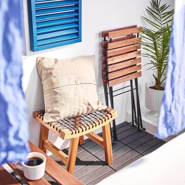 IKEA STACKHOLMEN Stool, outdoor, light brown stained, 18 7/8x13 3/4x16 7/8 in, Ikea Ireland | 1356WKFXC
