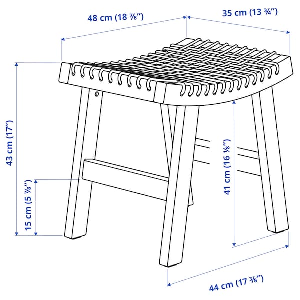 IKEA STACKHOLMEN Stool, outdoor, light brown stained, 18 7/8x13 3/4x16 7/8 in, Ikea Ireland | 1356WKFXC