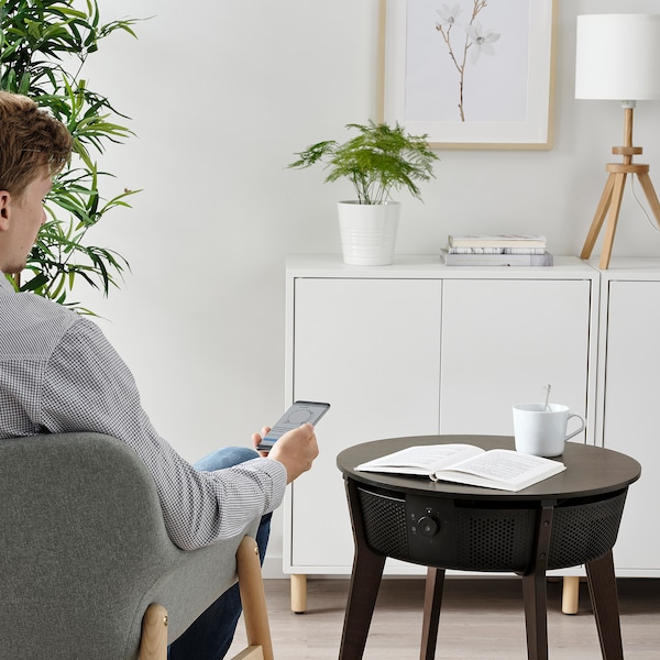 IKEA STARKVIND table with air purifier Stained Oak Veneer / Dark Brown Smart, Ikea Ireland | 7930NZRAP