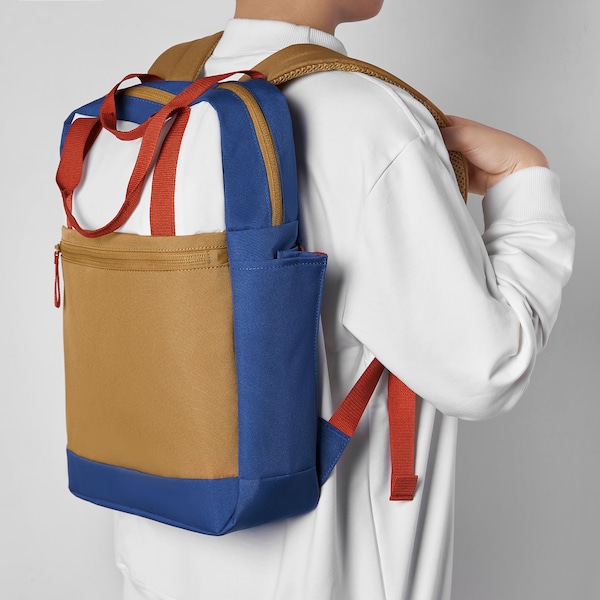 IKEA STARTTID backpack, blue/yellow, 3 gallon, Ikea Ireland | 8627ILNWV