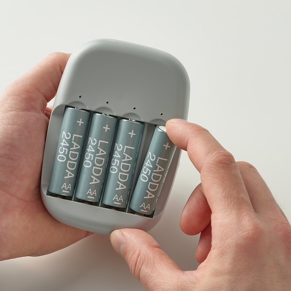 IKEA STENKOL / LADDA battery charger and 4 batteries, Ikea Ireland | 7389AISJQ