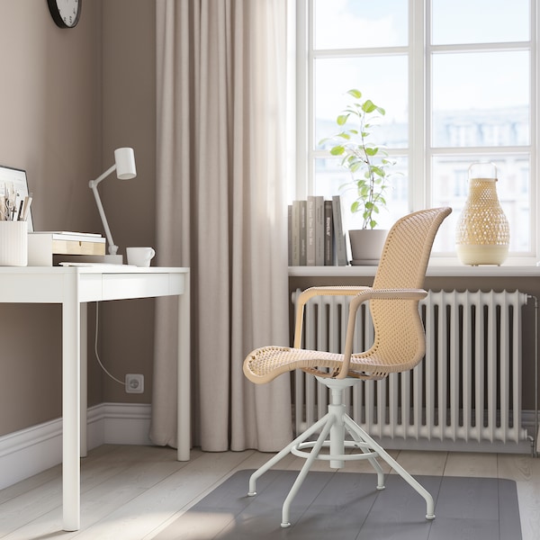 IKEA STIGBYGEL swivel chair with armrests Beige / White, Ikea Ireland | 1425FGWPC