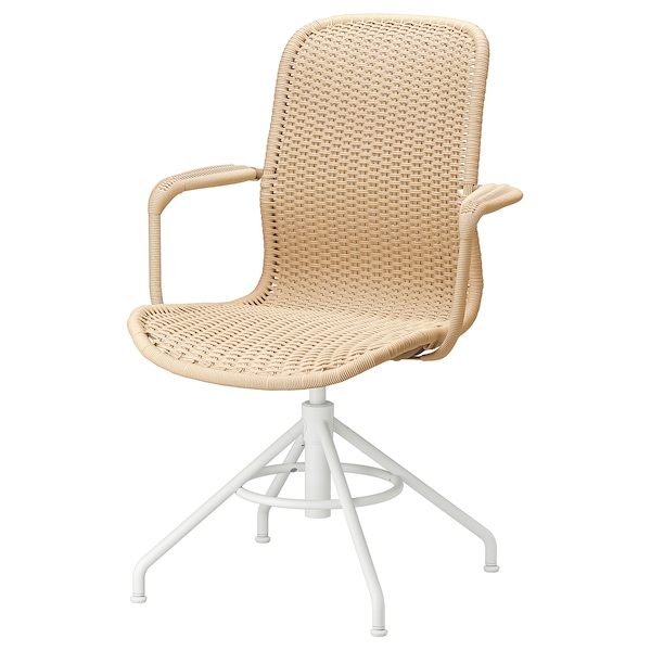 IKEA STIGBYGEL swivel chair with armrests Beige / White, Ikea Ireland | 1425FGWPC