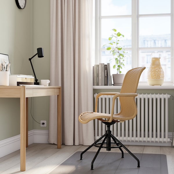 IKEA STIGBYGEL swivel chair with armrests Brown / Black, Ikea Ireland | 1438JPALB