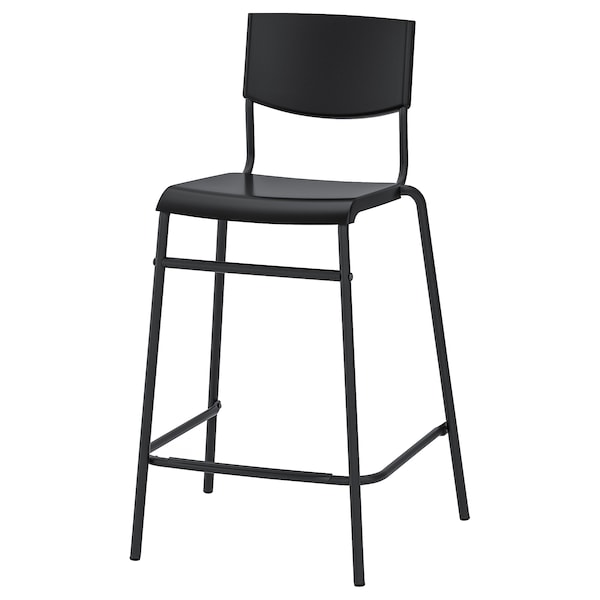 IKEA STIG bar stool with backrest, black/black, 24 3/4 in, Ikea Ireland | 5196FMXZR