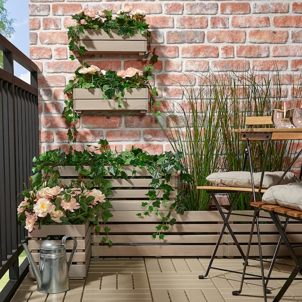IKEA STJÄRNANIS flower box, 17x6 in Outdoor Stained / Light Gray, Ikea Ireland | 8971YLRSM