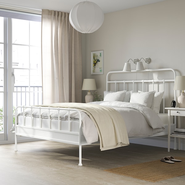 IKEA STJÄRNÖ bed frame, Queen White / Luröy, Ikea Ireland | 8062ZNJYW