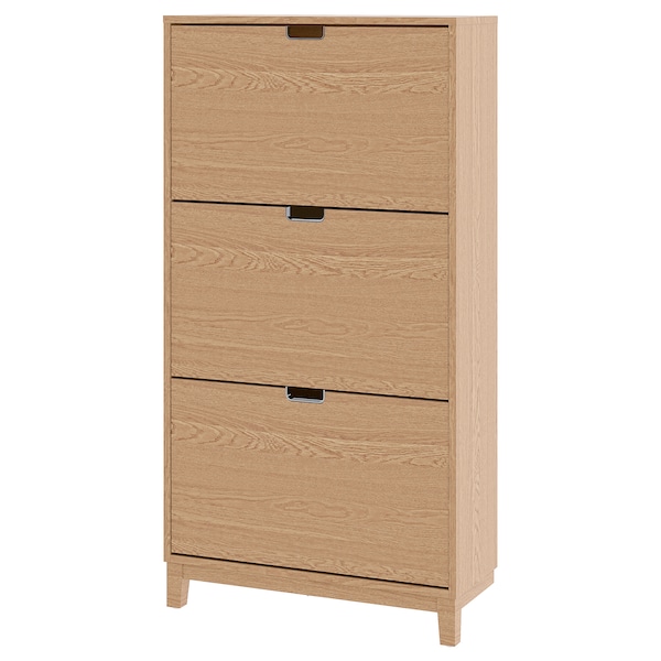 IKEA STÄLL shoe cabinet with 3 compartments, 31 1/8x11 3/8x58 1/4 in Oak Veneer, Ikea Ireland | 3859WHMEA