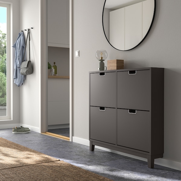 IKEA STÄLL shoe cabinet with 4 compartments, 37 3/4x6 3/4x35 3/8 in Dark Gray, Ikea Ireland | 1306PMVKL