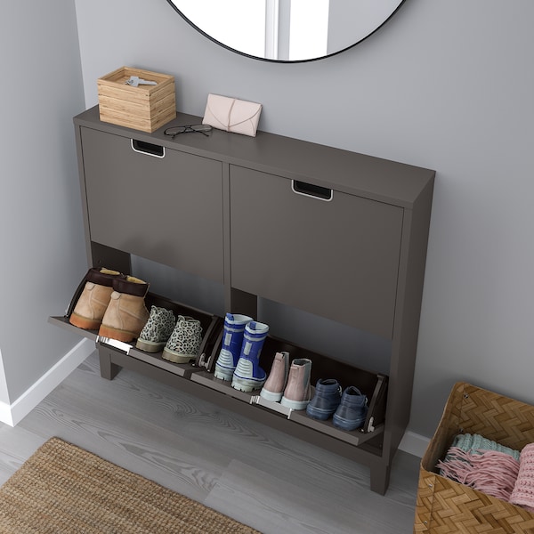 IKEA STÄLL shoe cabinet with 4 compartments, 37 3/4x6 3/4x35 3/8 in Dark Gray, Ikea Ireland | 1306PMVKL