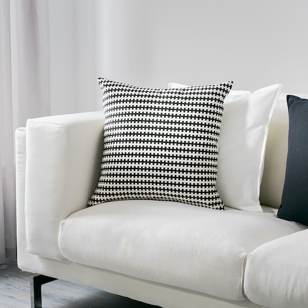 IKEA STOCKHOLM cushion, black/white, 20x20 in, Ikea Ireland | 7269MYNDU