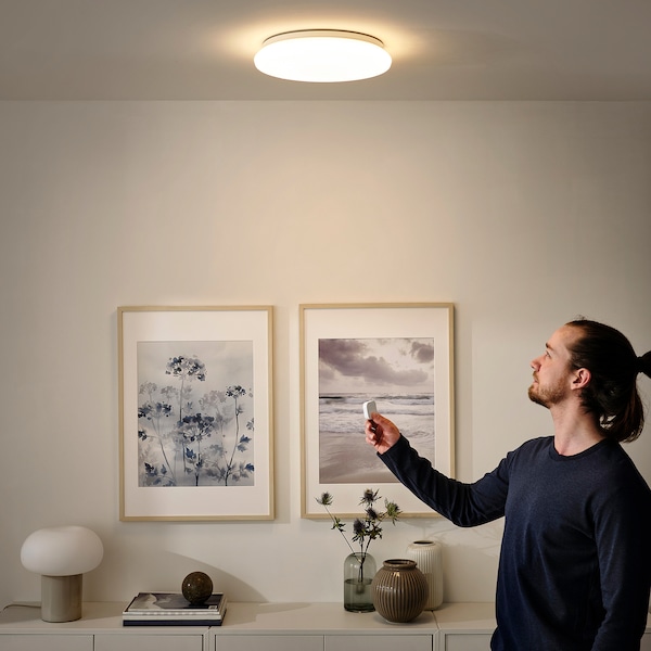 IKEA STOFTMOLN LED ceiling/wall lamp, smart wireless dimmable/warm white white, 1'3 in, Ikea Ireland | 0978OKGCE