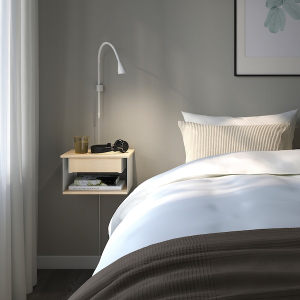 IKEA STOMSÖ wall-mounted bedside table, birch effect white/blue, 14 1/8x11 3/8x7 7/8 in, Ikea Ireland | 1580VQFLI