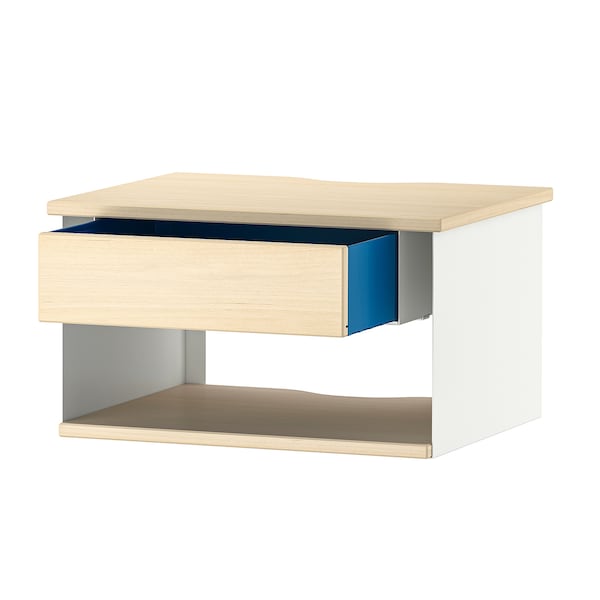 IKEA STOMSÖ wall-mounted bedside table, birch effect white/blue, 14 1/8x11 3/8x7 7/8 in, Ikea Ireland | 1580VQFLI