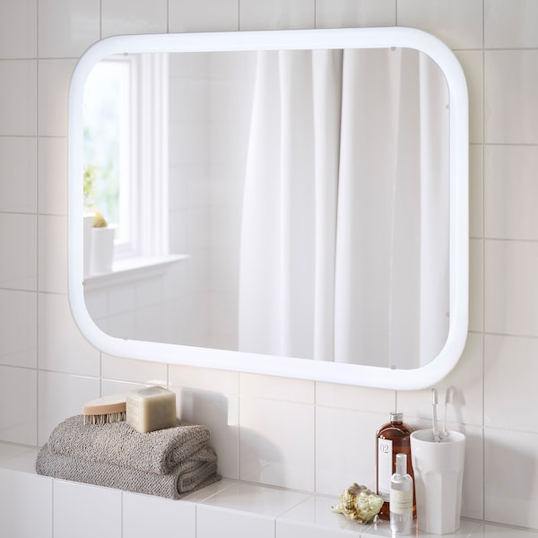 IKEA STORJORM Mirror with built-in light, white, 31 1/2x23 5/8 in, Ikea Ireland | 1352AFHON