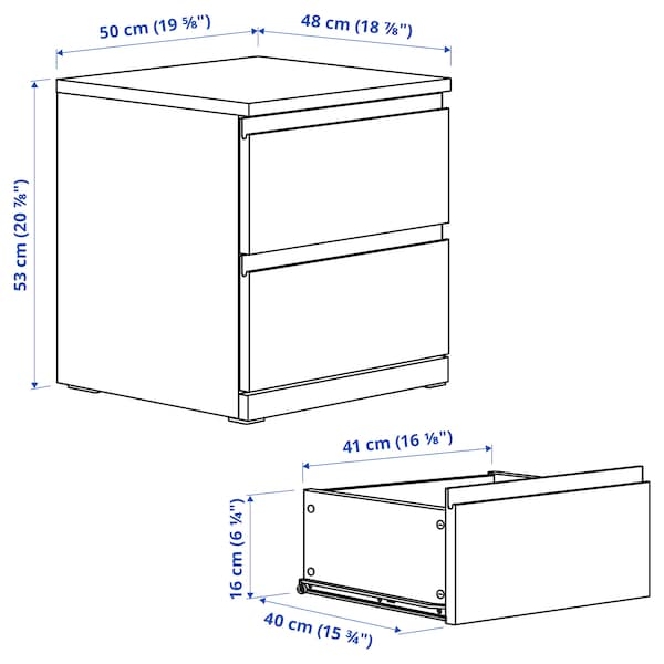 IKEA STORKLINTA bedside table, white/with 2 drawers, 19 5/8x18 7/8x20 7/8 in, Ikea Ireland | 3684UCEMH
