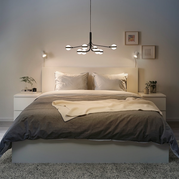 IKEA STORSLINGA LED chandelier, 8-armed, black/white, 28 in, Ikea Ireland | 9807QJSPA