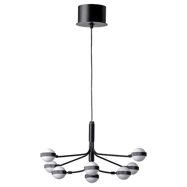 IKEA STORSLINGA LED chandelier, 8-armed, black/white, 28 in, Ikea Ireland | 9807QJSPA