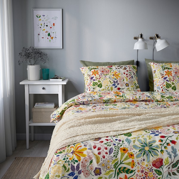 IKEA STRANDLUMMER duvet cover and pillowcase(s), Full/Queen (Double/Queen) Multicolor / Floral Pattern, Ikea Ireland | 0174DGTUH