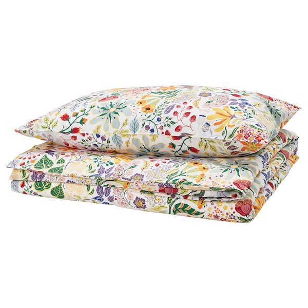 IKEA STRANDLUMMER duvet cover and pillowcase(s), Twin Multicolor / Floral Pattern, Ikea Ireland | 9785TYPJG