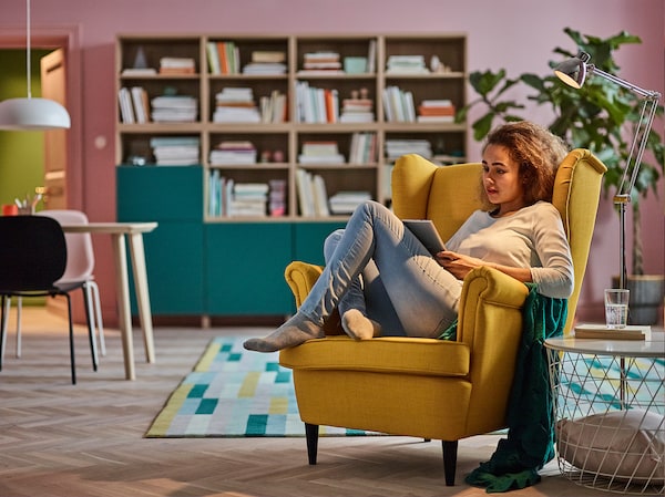 IKEA STRANDMON Wing chair Skiftebo Yellow, Ikea Ireland | 0816TIALW