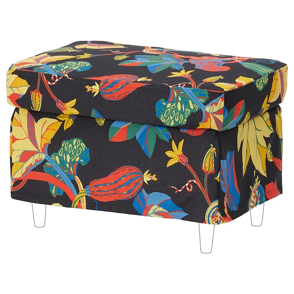 IKEA STRANDMON slipcover for ottoman Stigsbo Multicolor / Black, Ikea Ireland | 4732BCMWI