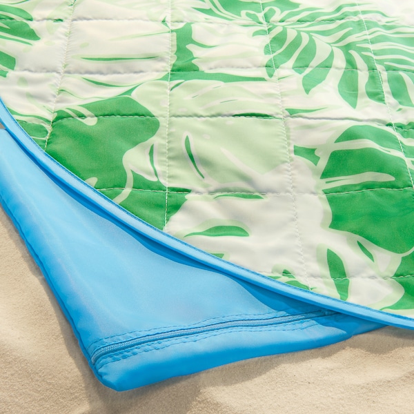 IKEA STRANDÖN picnic blanket, white green/leaf pattern, 44x66 in, Ikea Ireland | 6547DVAUR