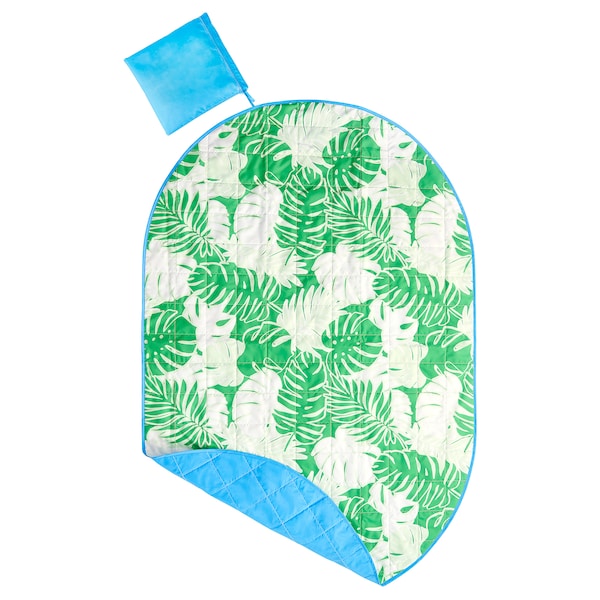IKEA STRANDÖN picnic blanket, white green/leaf pattern, 44x66 in, Ikea Ireland | 6547DVAUR