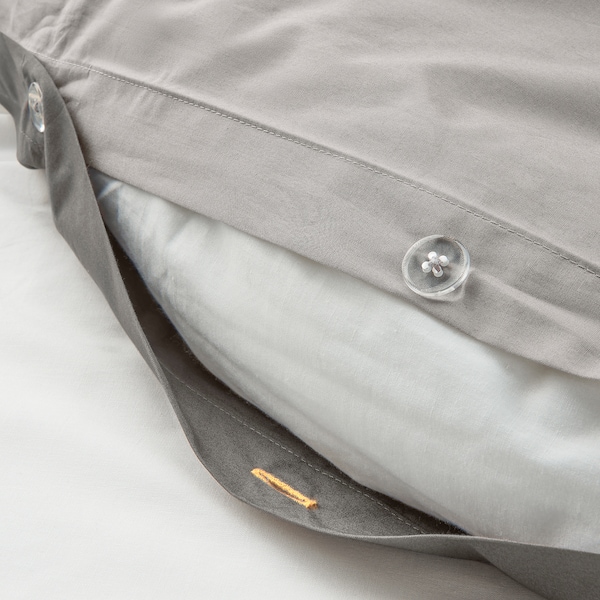 IKEA STRANDTALL duvet cover and pillowcase(s), Twin Gray / Dark Gray, Ikea Ireland | 8219XAMDZ