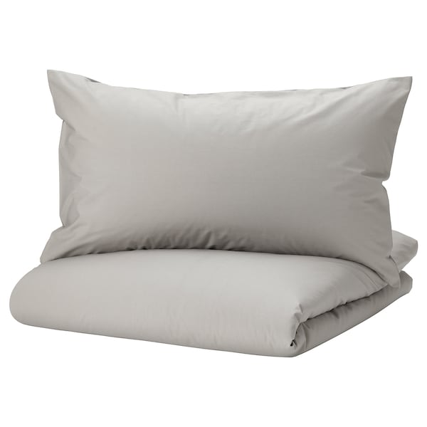 IKEA STRANDTALL duvet cover and pillowcase(s), Twin Gray / Dark Gray, Ikea Ireland | 8219XAMDZ