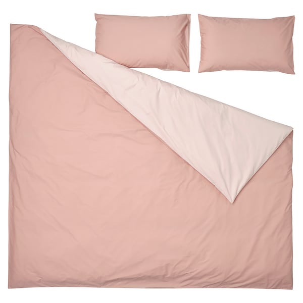 IKEA STRANDTALL duvet cover and pillowcase(s), King Dark Pink / Light Pink, Ikea Ireland | 5697NUMAL