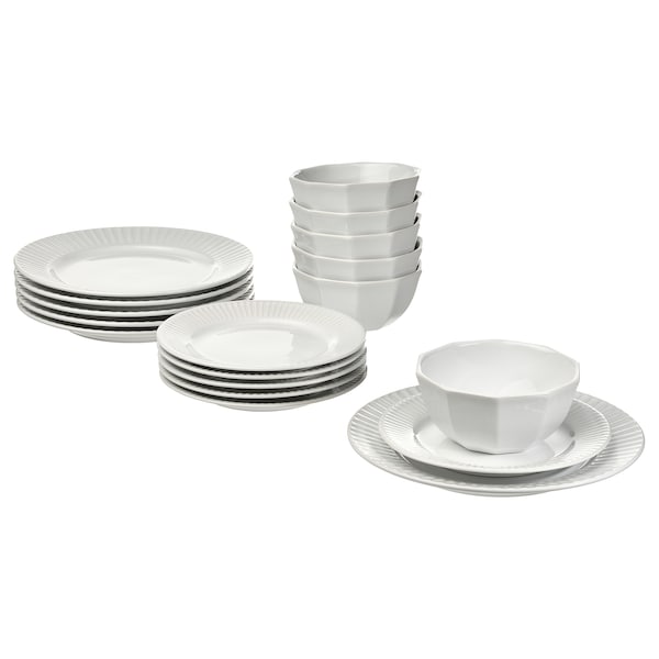 IKEA STRIMMIG 18-piece dinnerware set, white, Ikea Ireland | 9856KGDTI