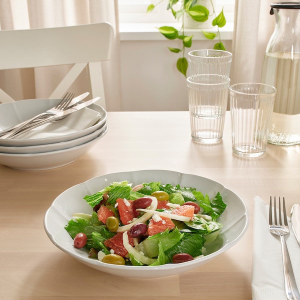 IKEA STRIMMIG deep plate/bowl, 9 in, 4 pack White, Ikea Ireland | 2036EWLYK