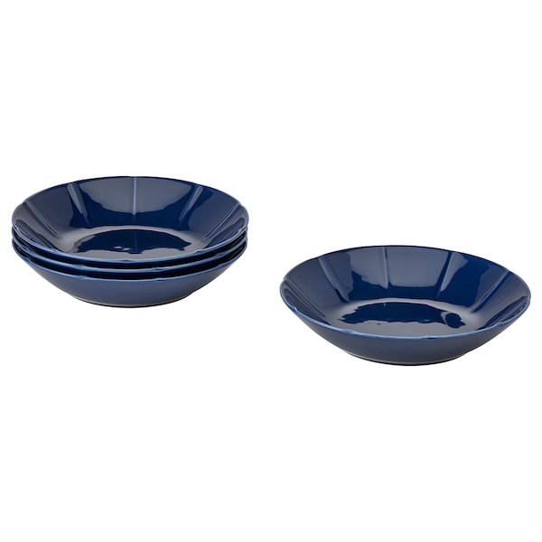 IKEA STRIMMIG deep plate/bowl, 9 in, 4 pack Stoneware Blue, Ikea Ireland | 3147YMNZA