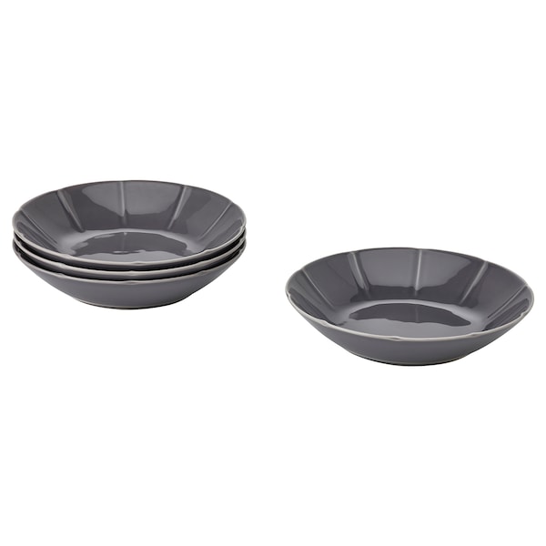 IKEA STRIMMIG deep plate/bowl, 9 in, 4 pack Stoneware Gray, Ikea Ireland | 3964GXAPT