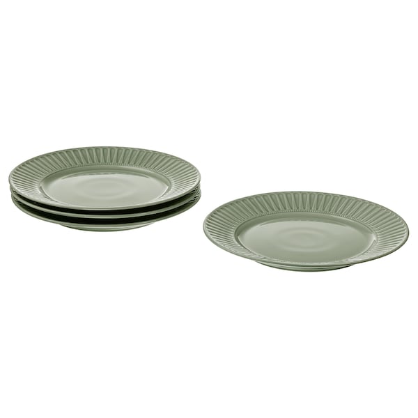 IKEA STRIMMIG plate, 10 ½ in, 4 pack Stoneware Pale Gray / Green, Ikea Ireland | 4761XBJPY