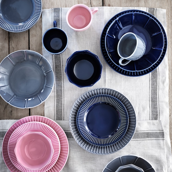 IKEA STRIMMIG side plate, 8 in, 4 pack Stoneware Blue, Ikea Ireland | 2468IPKLB