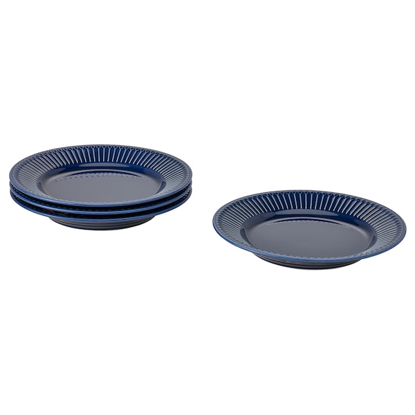 IKEA STRIMMIG side plate, 8 in, 4 pack Stoneware Blue, Ikea Ireland | 2468IPKLB