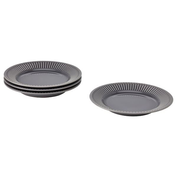 IKEA STRIMMIG side plate, 8 in, 4 pack Stoneware Gray, Ikea Ireland | 1078DVSER