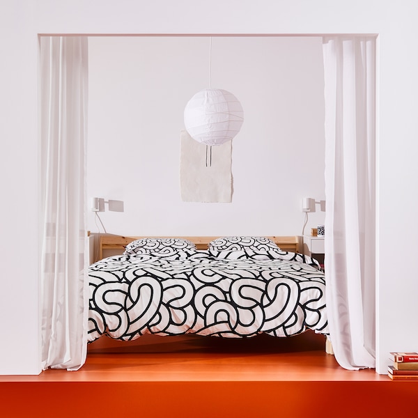 IKEA SÖTRÖNN duvet cover and pillowcase(s), Twin White / Black / Patterned, Ikea Ireland | 0759DEHKI