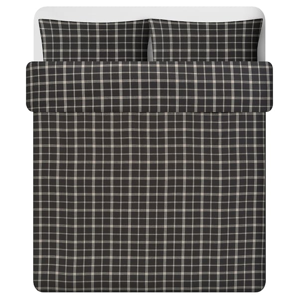 IKEA STRUTBRÄKEN duvet cover and pillowcase(s), Full/Queen (Double/Queen) Gray / Check, Ikea Ireland | 1793YQRKV