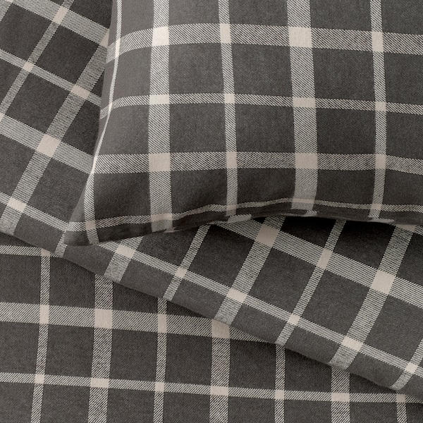 IKEA STRUTBRÄKEN duvet cover and pillowcase(s), Twin Gray / Check, Ikea Ireland | 9234KJEBO