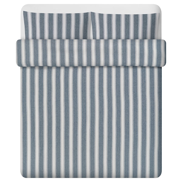 IKEA STRUTBRÄKEN duvet cover and pillowcase(s), King White / Blue / Stripe, Ikea Ireland | 5813QWMYC
