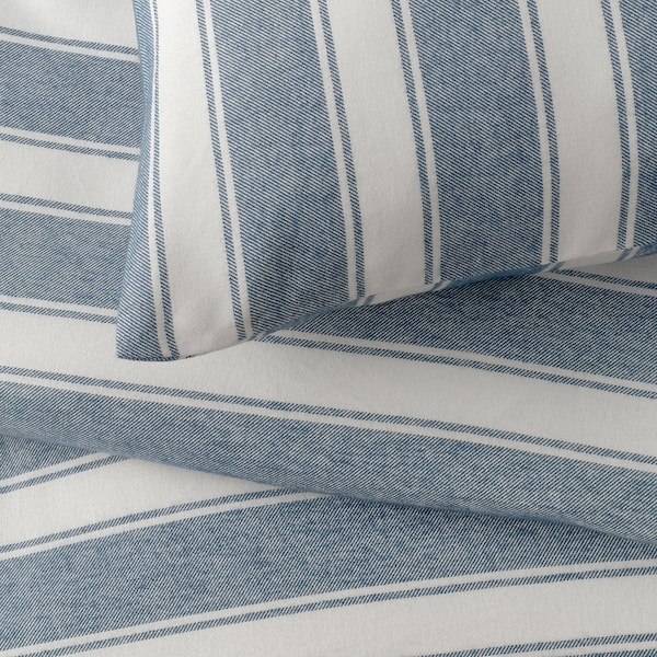 IKEA STRUTBRÄKEN duvet cover and pillowcase(s), Twin White / Blue / Stripe, Ikea Ireland | 7036EYJPI