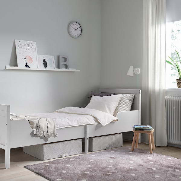IKEA SUNDVIK ext bed frame with slatted bed base, 38 1/4x74 3/4 in Gray, Ikea Ireland | 8043DMRCH