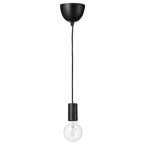 IKEA SUNNEBY / LUNNOM pendant lamp with LED bulb Black Globe / Clear, Ikea Ireland | 0915TOZPR