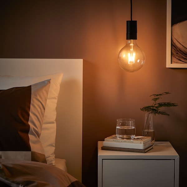 IKEA SUNNEBY / LUNNOM pendant lamp with LED bulb Black / Clear Glass, Ikea Ireland | 9150RHDAW
