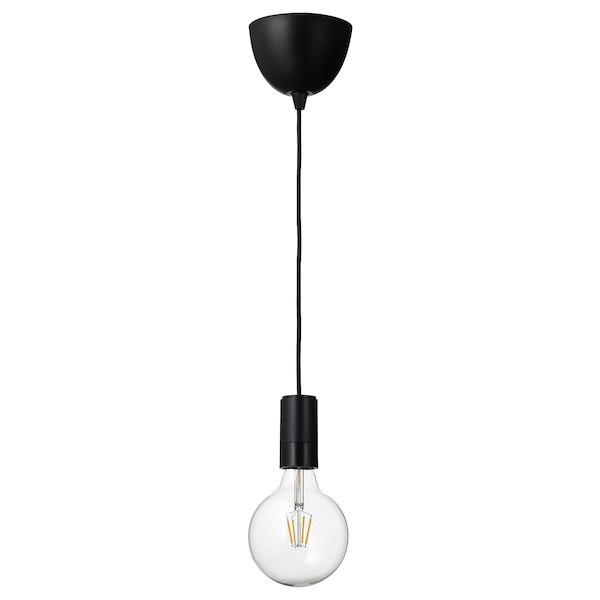 IKEA SUNNEBY / LUNNOM pendant lamp with LED bulb Black / Clear Glass, Ikea Ireland | 9150RHDAW