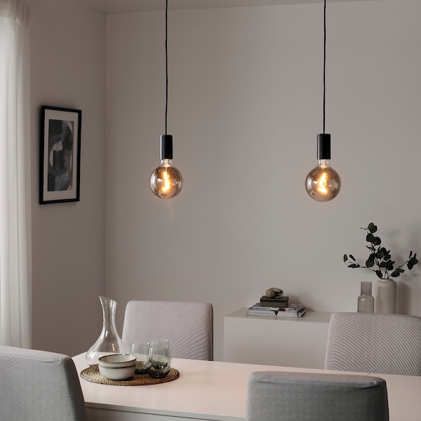 IKEA SUNNEBY / MOLNART pendant lamp, black/globe gray clear glass, 5 in, Ikea Ireland | 2985MXRAK